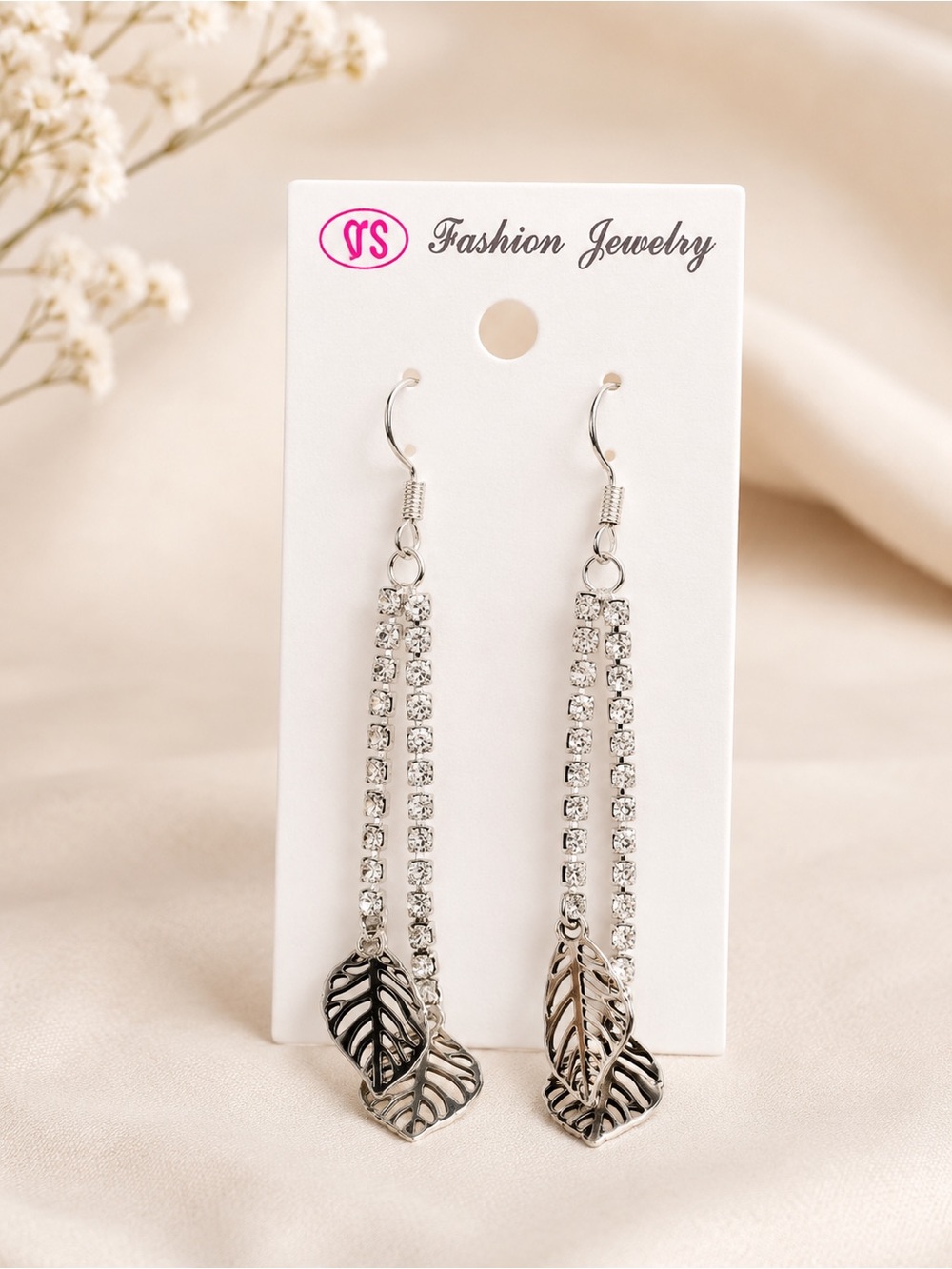Fashion Jewelry Rhinestone Dangle Earrings Leaf‎ Charm Drop Earrings